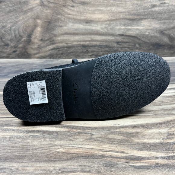 NIB Clarks Desert Boots 2 7M Black Leather Calf Hair Chukka Boots Booties - Picture 8 of 12